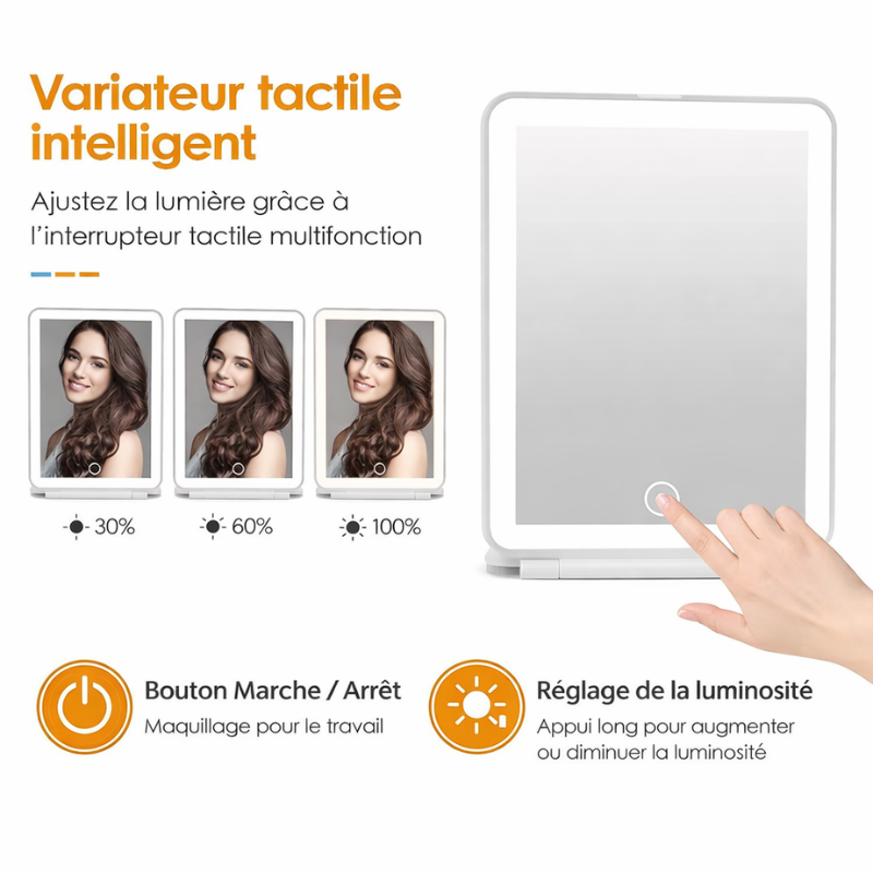 Miroir Led Zoom Portable