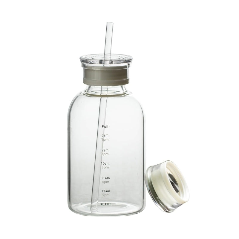 Bouteille D'eau en Verre avec Paille