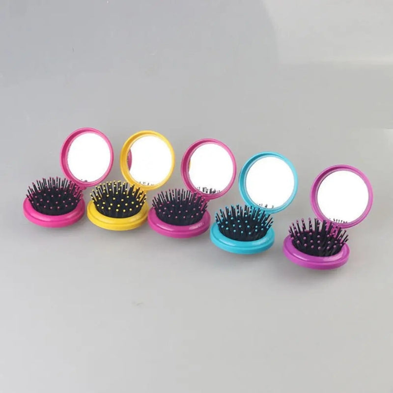 Ensemble miroir de poche Pylones et brosse cheveux