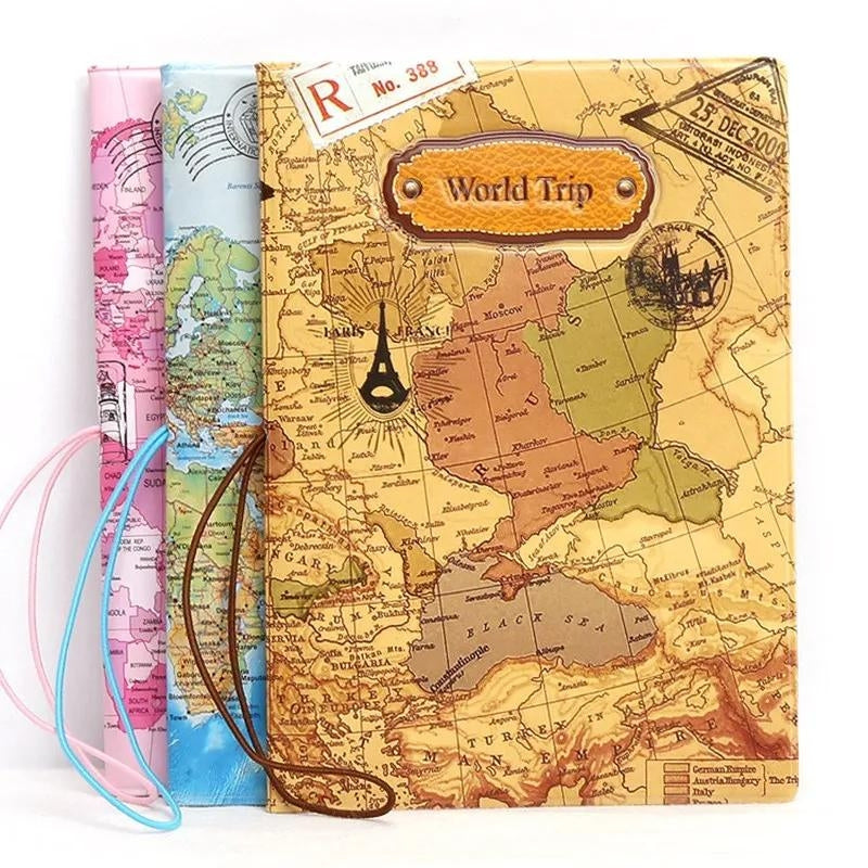 Étui passeport carte du monde