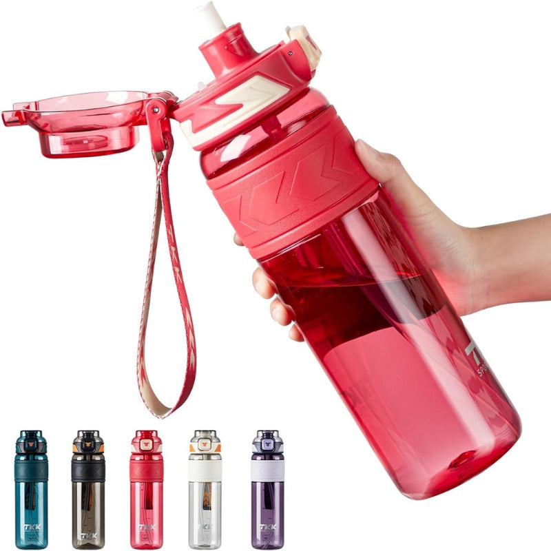 Trinkflasche mit integriertem Strohhalm