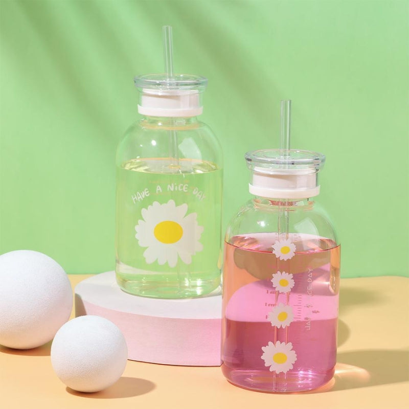 Gourde de verre avec paille