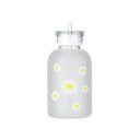 Glas-Trinkflasche mit Strohhalm