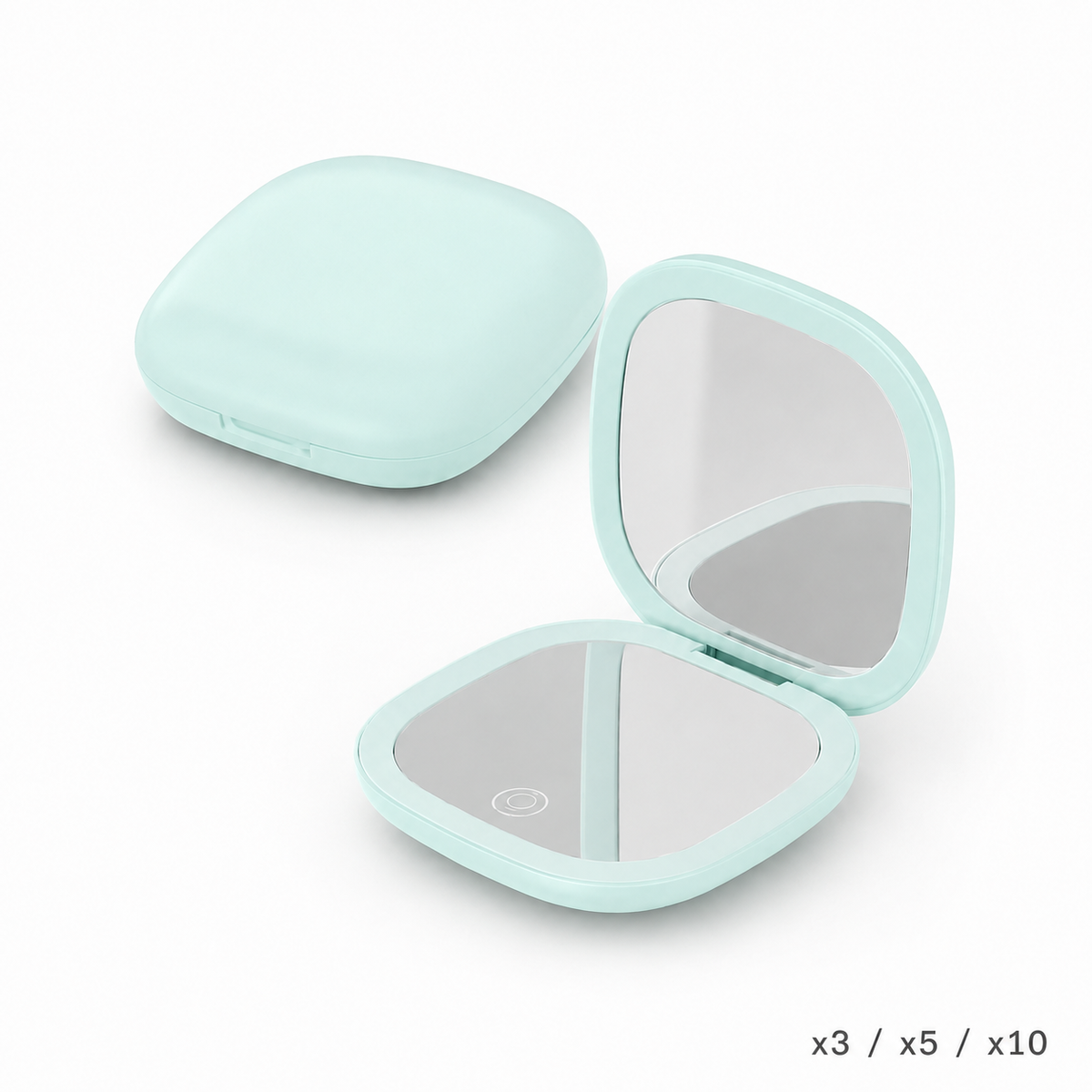 Miroir agrandissant de poche équipé de LED