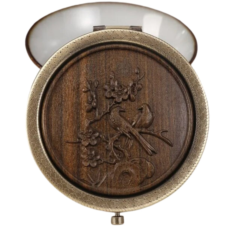 Miroir de poche décoratif en bois