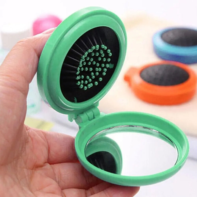 Miroir de poche Pylones avec brosse à cheveux