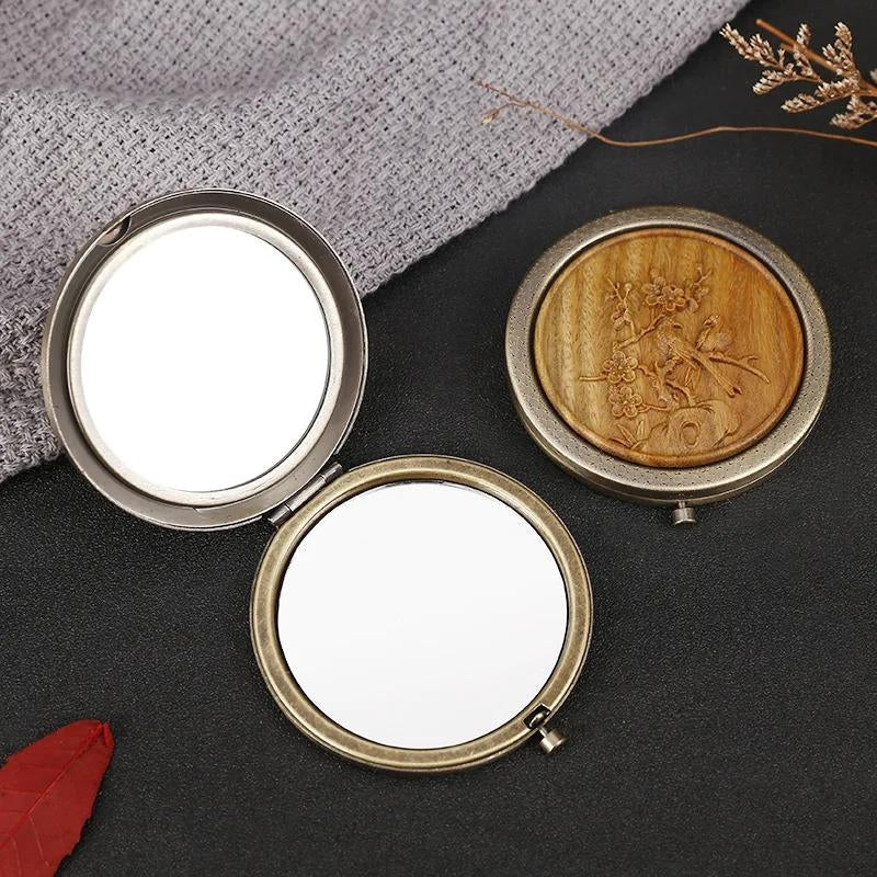 Miroir décoratif de poche en bois