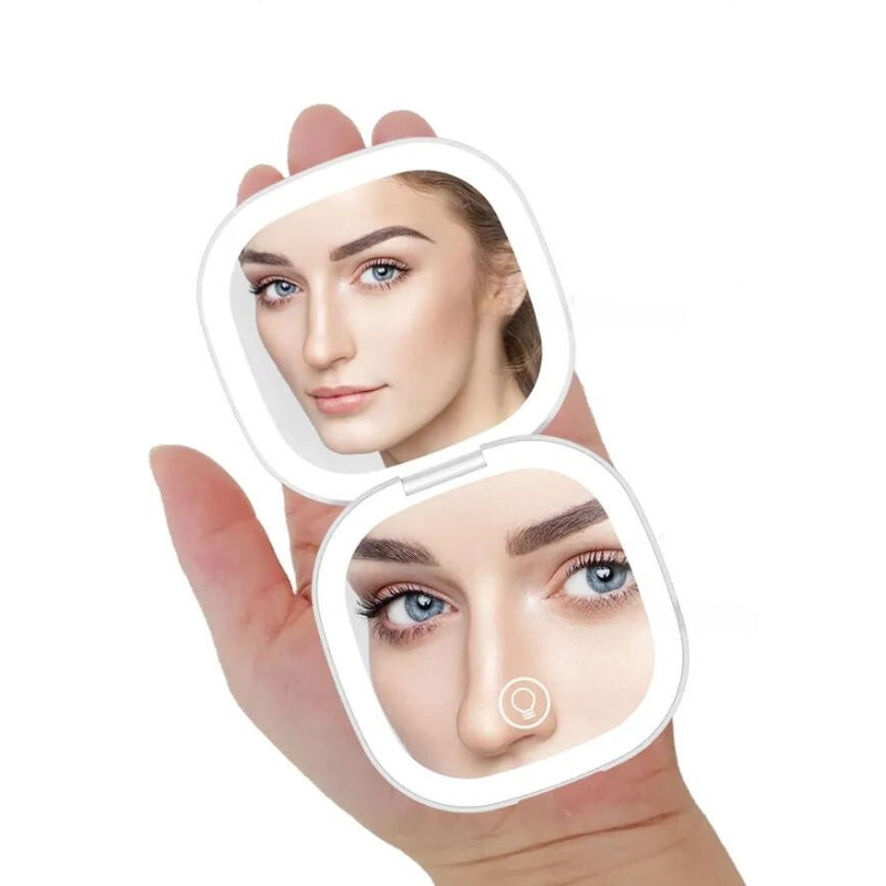 Miroir grossissant à LED de poche