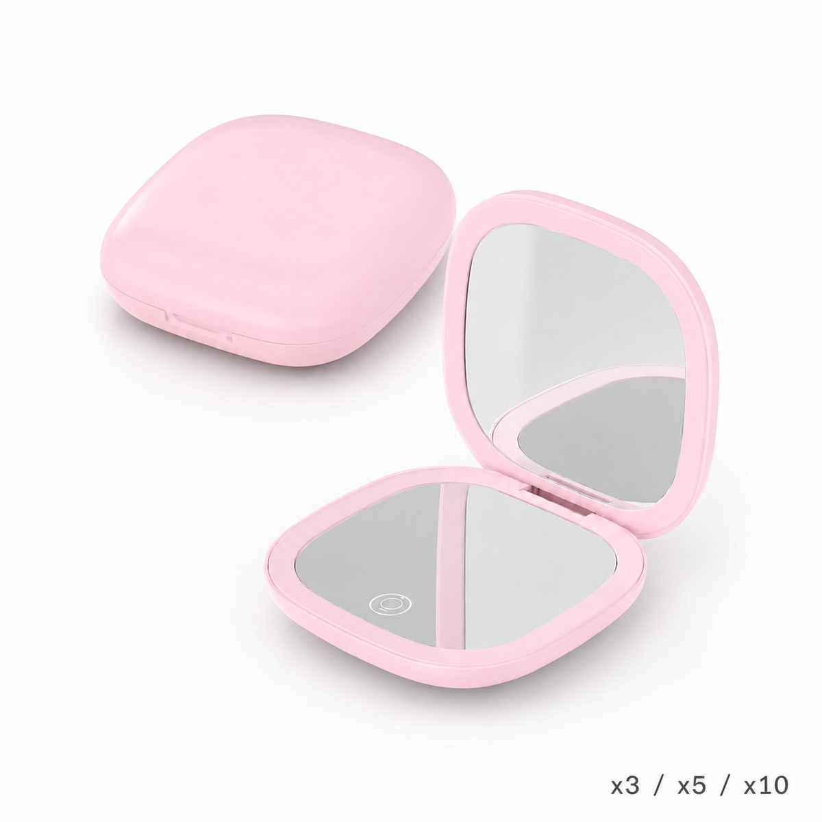 Miroir grossissant format poche avec lumière LED