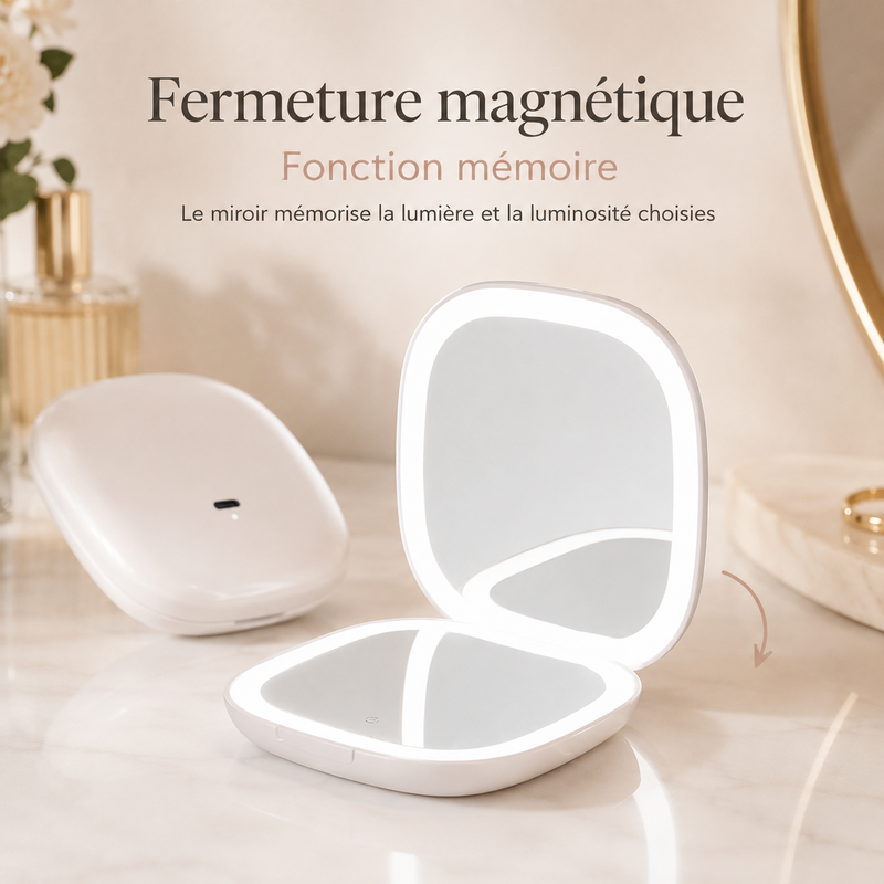 Miroir Grossissant De Poche Avec Led
