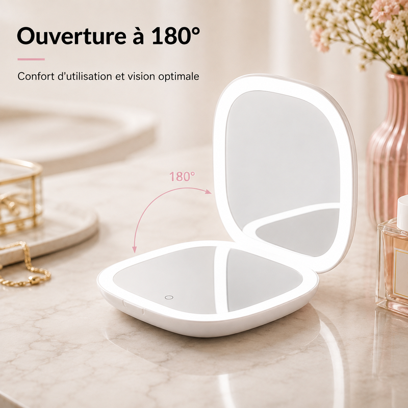 Miroir Grossissant De Poche Avec Led
