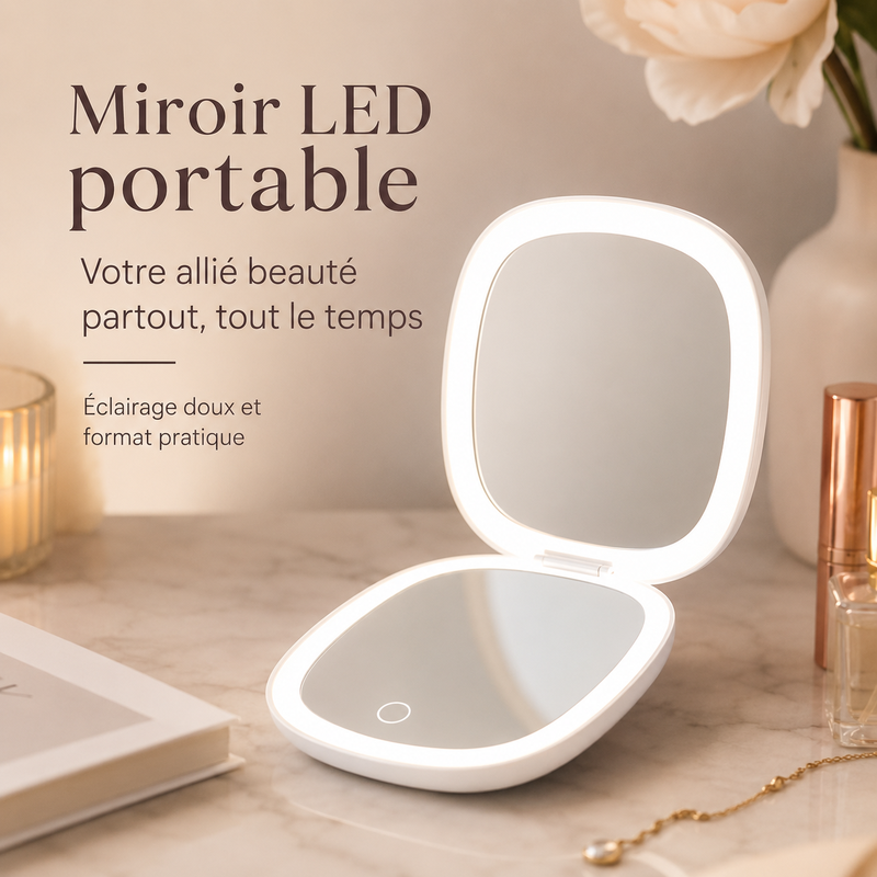 Miroir Grossissant De Poche Avec Led