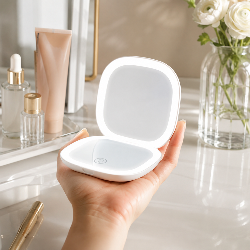 Miroir Grossissant De Poche Avec Led