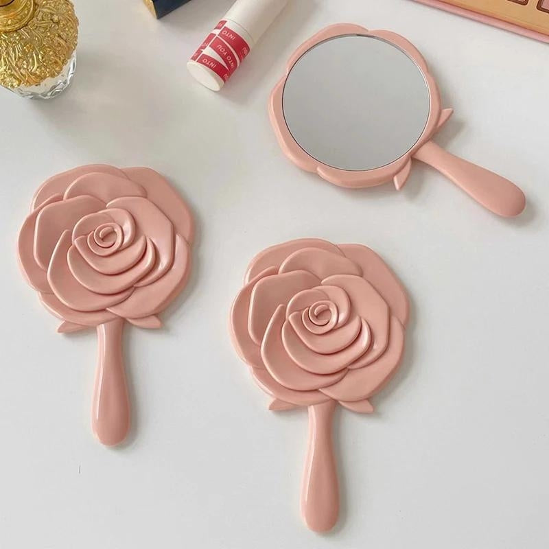 Miroir portatif en forme de rose