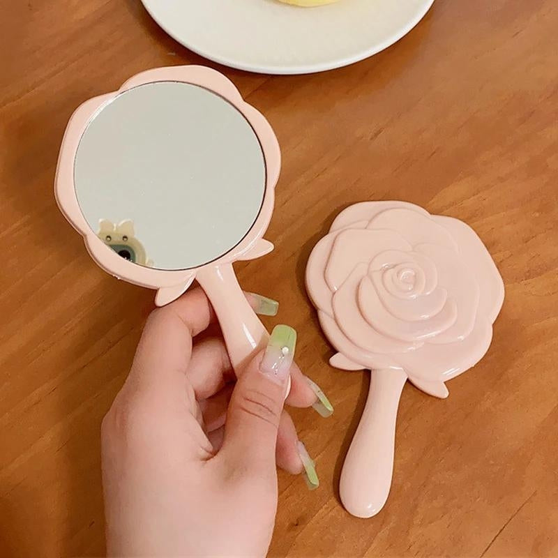 Miroir rose en forme de fleur pour la poche