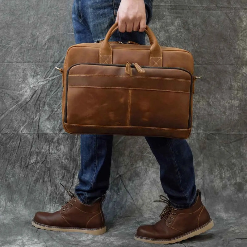Sacoche pour ordinateur en cuir destinée aux hommes