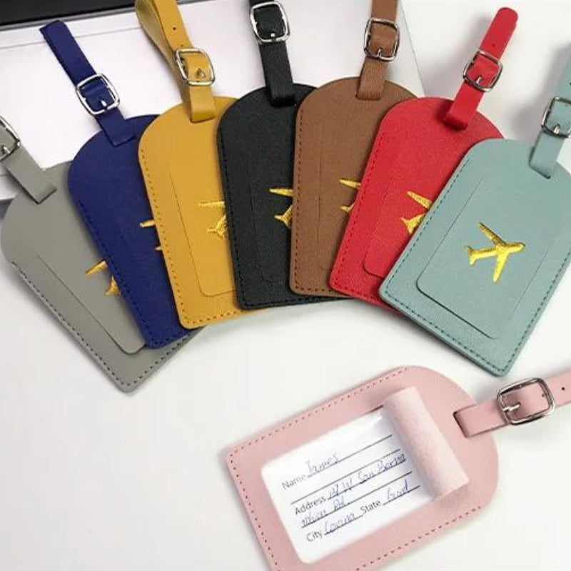 Support porte-étiquette bagage en simili