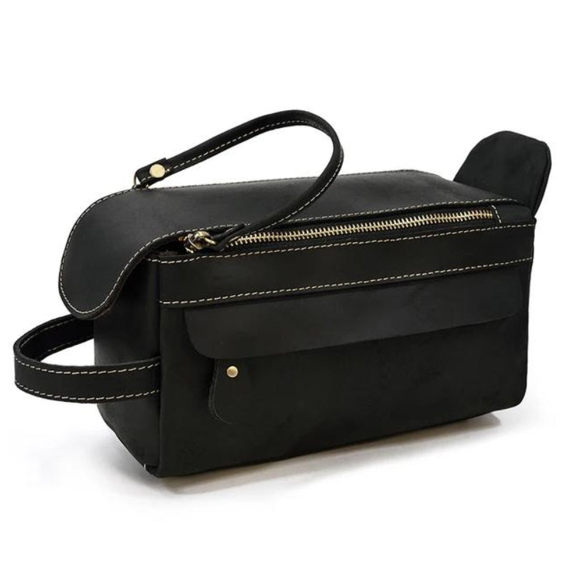 Trousse de Toilette Homme en Cuir Vintage
