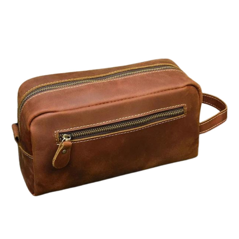 Trousse de Toilette Homme en Cuir Vintage