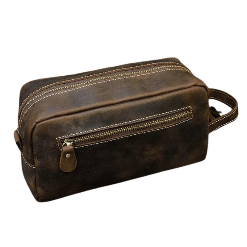 Trousse de Toilette Homme en Cuir Vintage