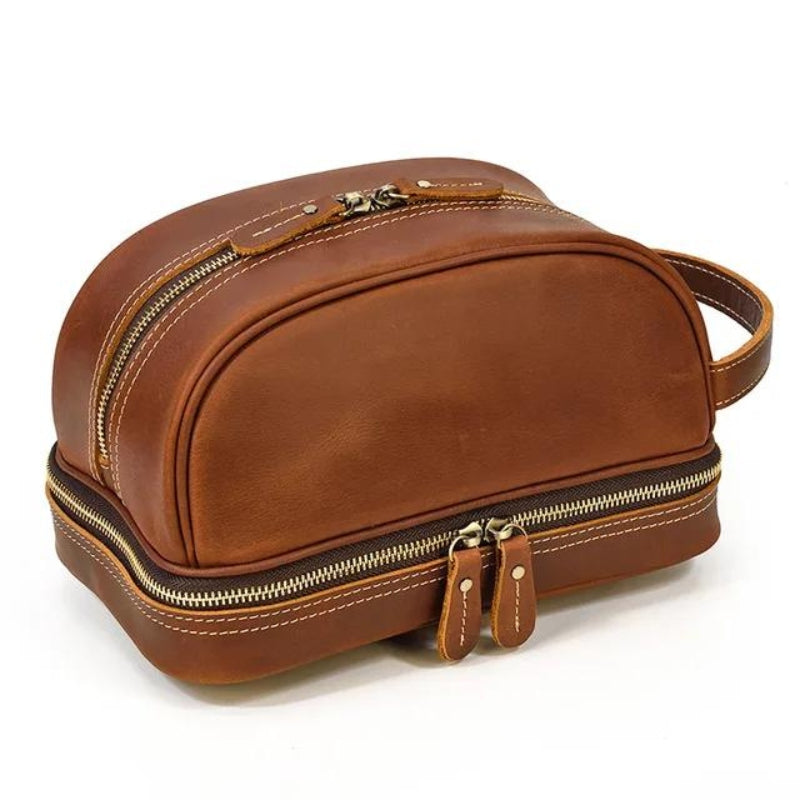 Trousse de Toilette Homme en Cuir Vintage