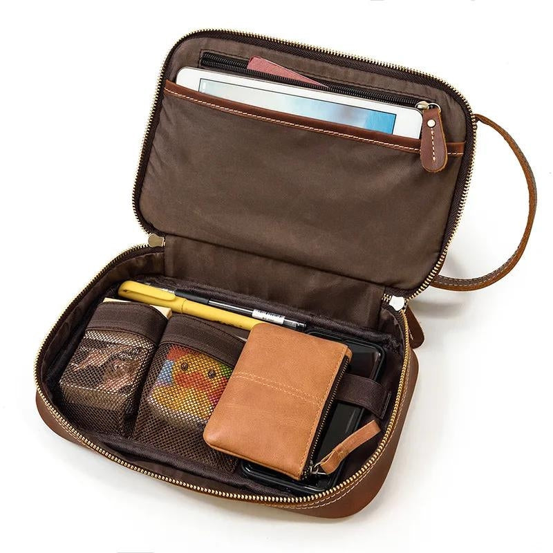 Trousse de Toilette Homme en Cuir Vintage