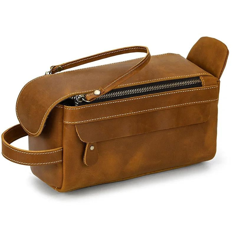 Trousse de Toilette Homme en Cuir Vintage