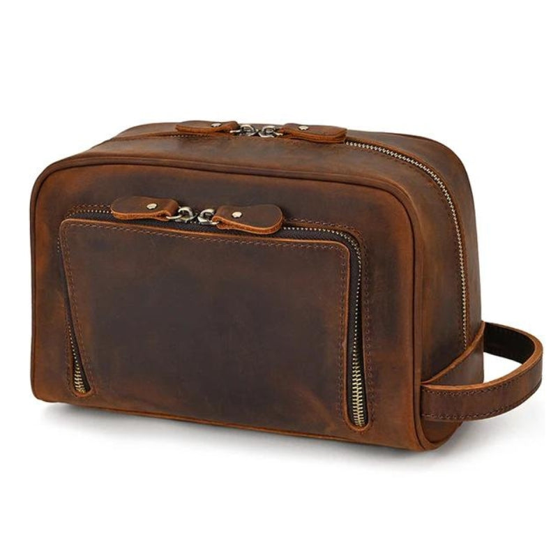 Trousse de Toilette Homme en Cuir Vintage